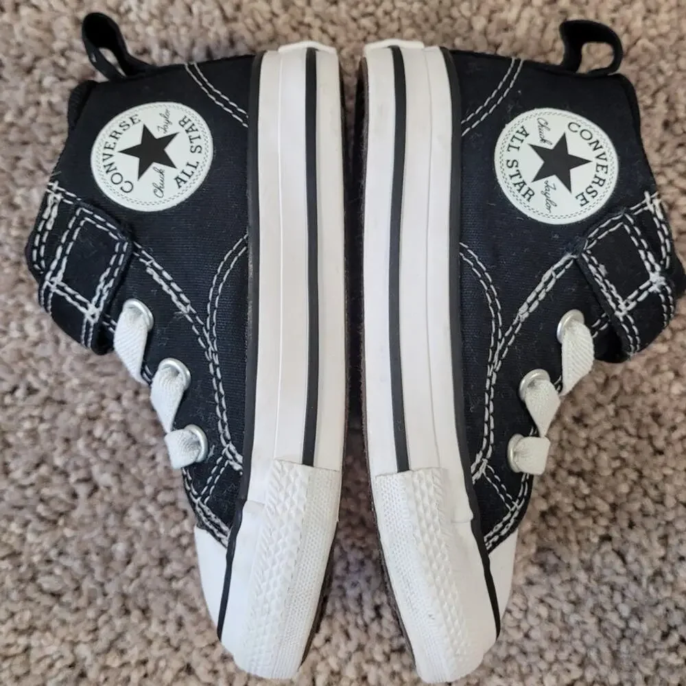 Converse Chuck Taylor 2V Toddler High Tops 6 Black Velcro Unisex Back To School
